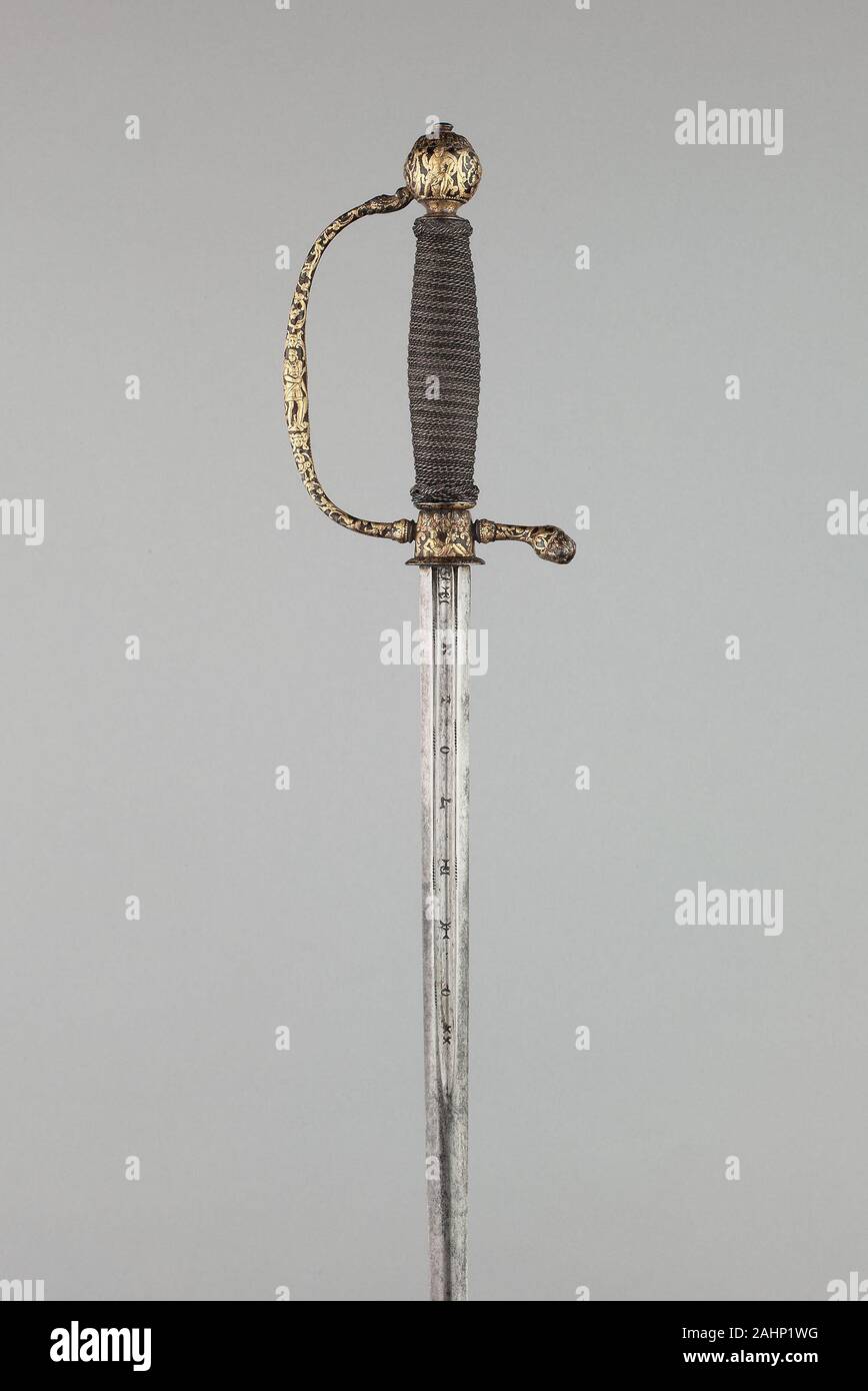 Smallsword per un bambino. 1640-1710. La Francia. Acciaio, ferro, oro, argento e legno Foto Stock