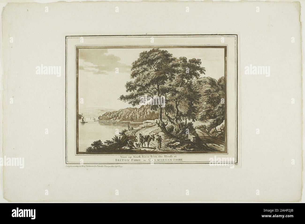 Paul Sandby. Vista fiume Neath dalla casa a Briton Ferry in Glamorgan Shire, da dodici viste in Aquatinta da disegni presi in loco nel Galles del Sud. 1773-1775. In Inghilterra. Incisione e acquatinta su avorio di cui la carta Foto Stock Paul Sandby. Vista fiume Neath dalla casa a Briton Ferry in Glamorgan Shire, da dodici viste in Aquatinta da disegni presi in loco nel Galles del Sud. 1773-1775. In Inghilterra. Incisione e acquatinta su avorio di cui la carta Foto Stock