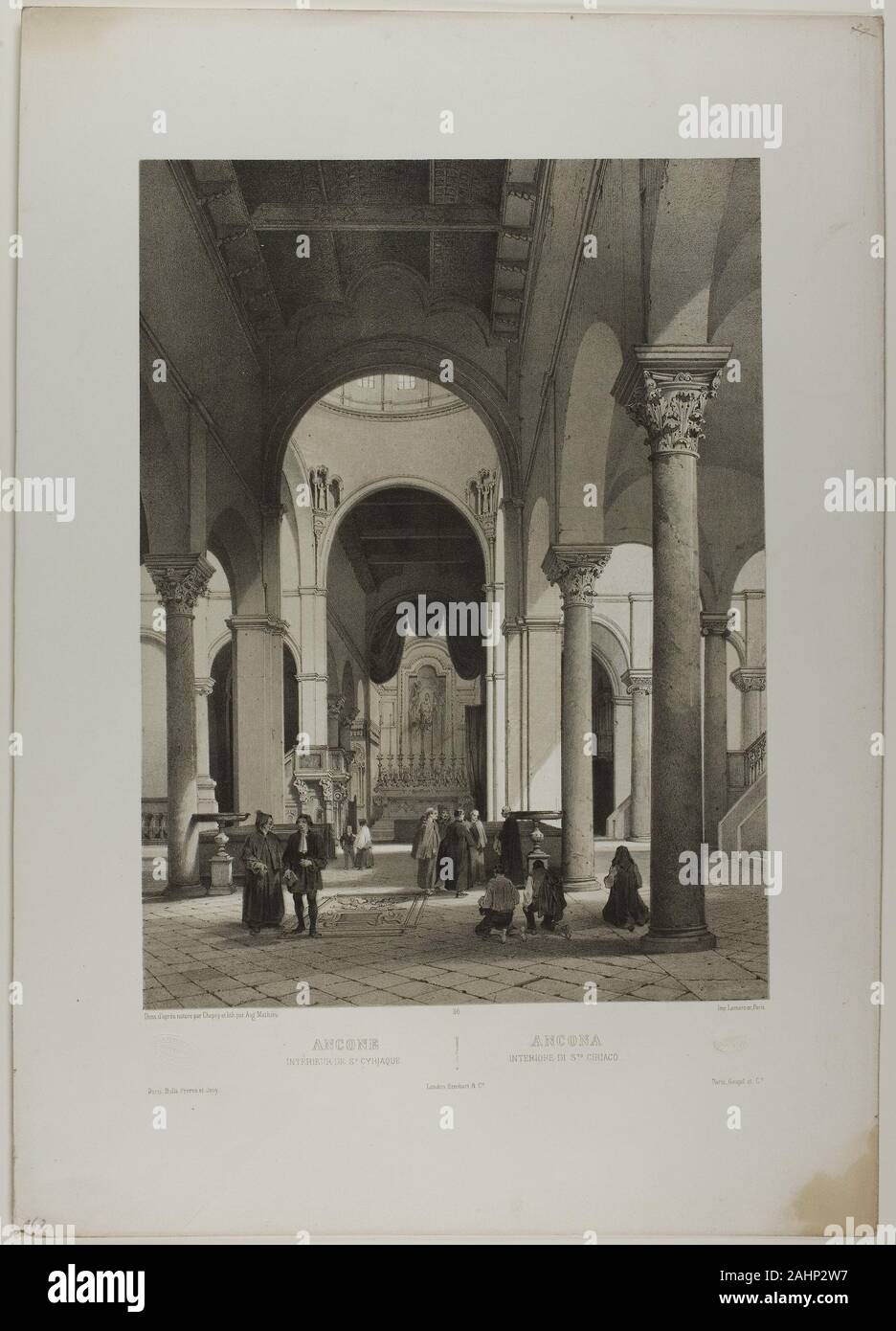 Nicolas Chapuy. Ancona interno di San Syriacus, piastra 38 da Italie Monumentale et pittoresco. 1843-1853. La Francia. Litografia dal due pietre su bianco carta intessuta Foto Stock