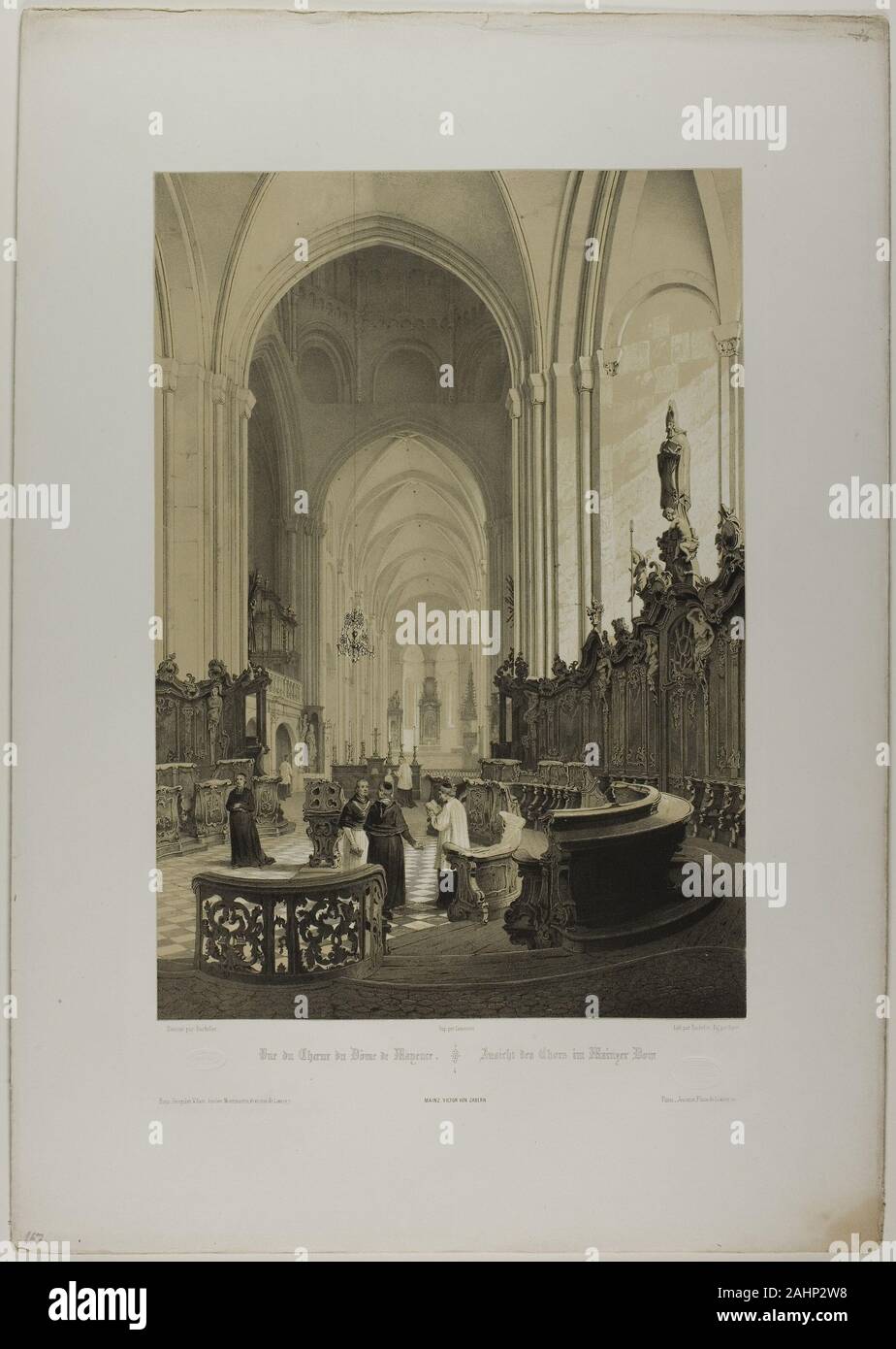 Nicolas Chapuy. Vista del coro della cattedrale di Magonza, piastra 4 da Allemande. 1843-1853. La Francia. Litografia dal due pietre su bianco carta intessuta Foto Stock