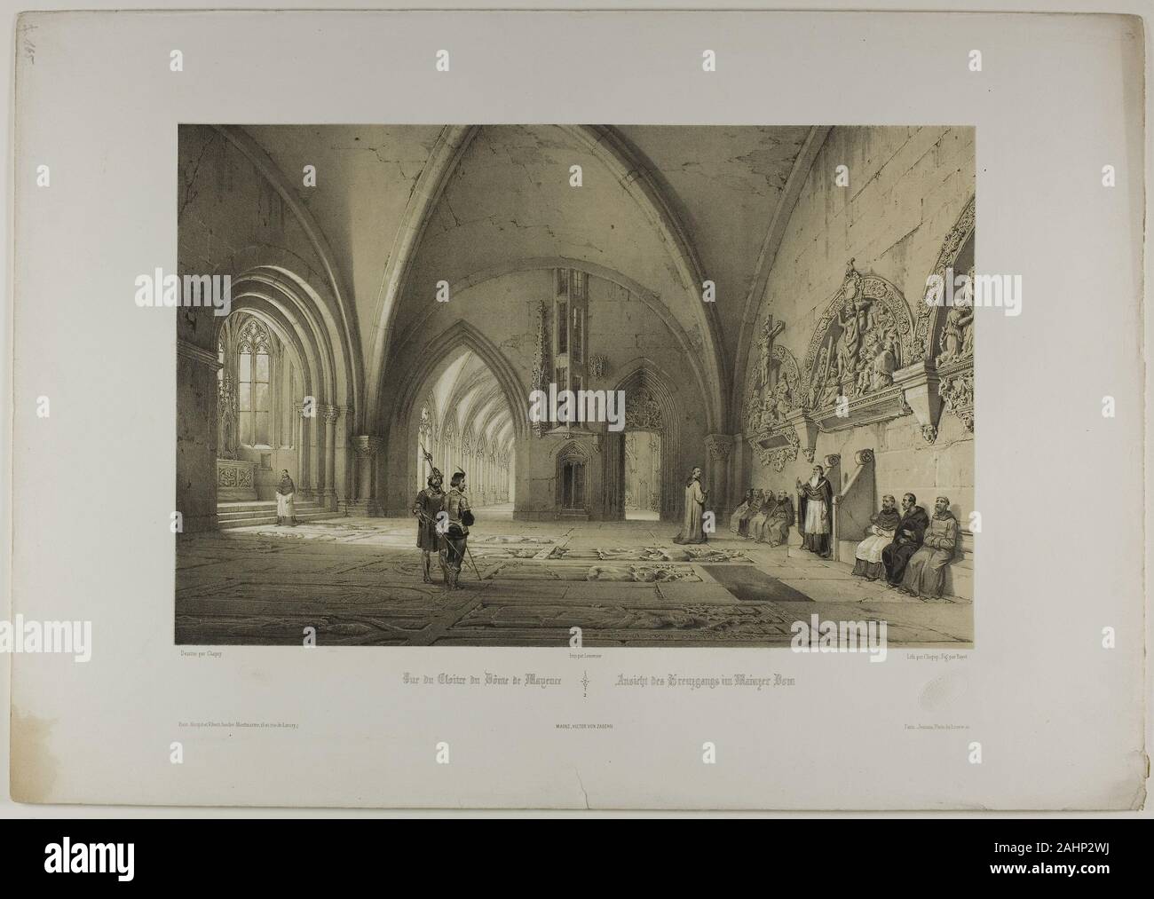 Nicolas Chapuy. Vista del Chiostro della Cattedrale di Magonza, piastra due da Allemande. 1844. La Francia. Litografia dal due pietre su bianco carta intessuta Foto Stock