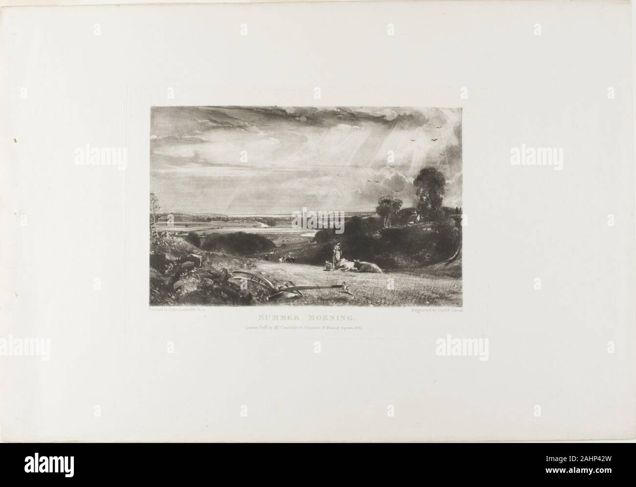 David Lucas. Mattina d'estate. 1831. In Inghilterra. Mezzatinta in inchiostro nero su avorio pesante carta intessuta Foto Stock