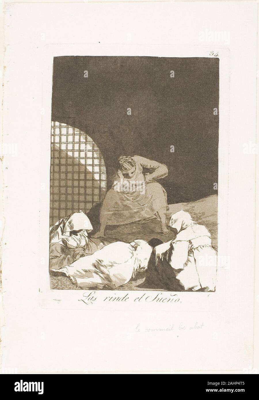 Francisco José de Goya y Lucientes. Dormire supera, piastra 34 da Los Caprichos. 1797-1799. Spagna. Incisione e acquatinta su avorio di cui la carta Foto Stock