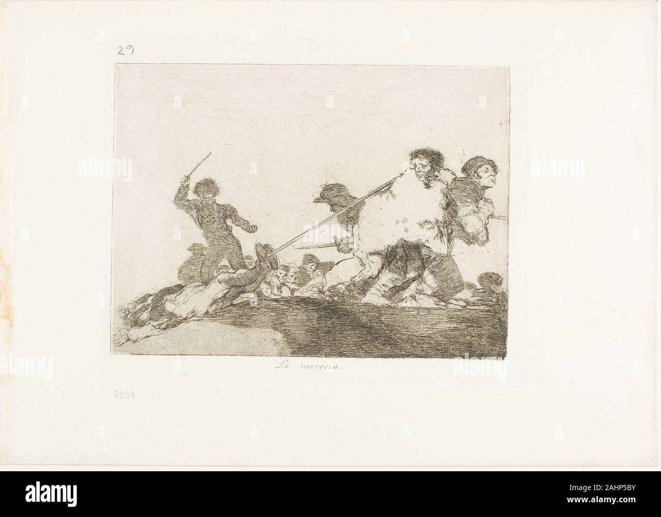 Francisco José de Goya y Lucientes. Ha meritato, piastra 29 dai disastri della guerra. 1814-1820. Spagna. Attacco, puntasecca, il bulino e la brunitura su avorio carta intessuta con bordi dorati Foto Stock