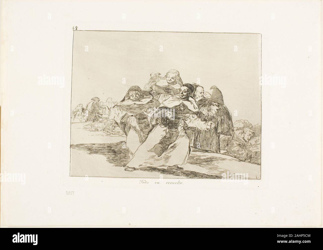 Francisco José de Goya y Lucientes. Tutto è a Topsy Turvy, piastra 42 dai disastri della guerra. 1815-1820. Spagna. Incisione al bulino e brunitura su avorio carta intessuta con bordi dorati Foto Stock