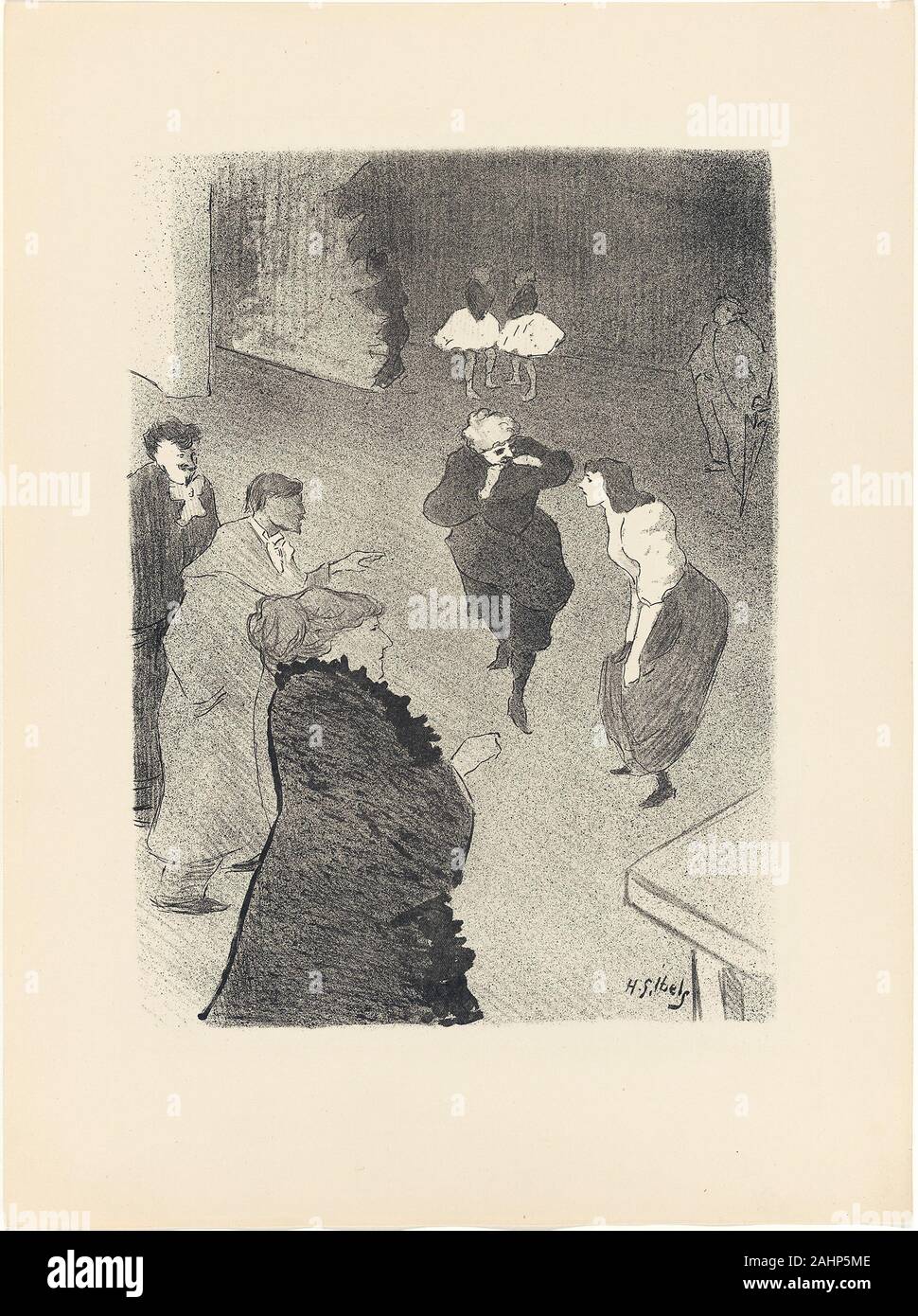 Ibels Henri-Gabriel. Emilienne d'Alençon ripassando a Folies-Bergère, da Le Café-Concert. 1893. La Francia. Litografia di crema su carta intessuta Foto Stock