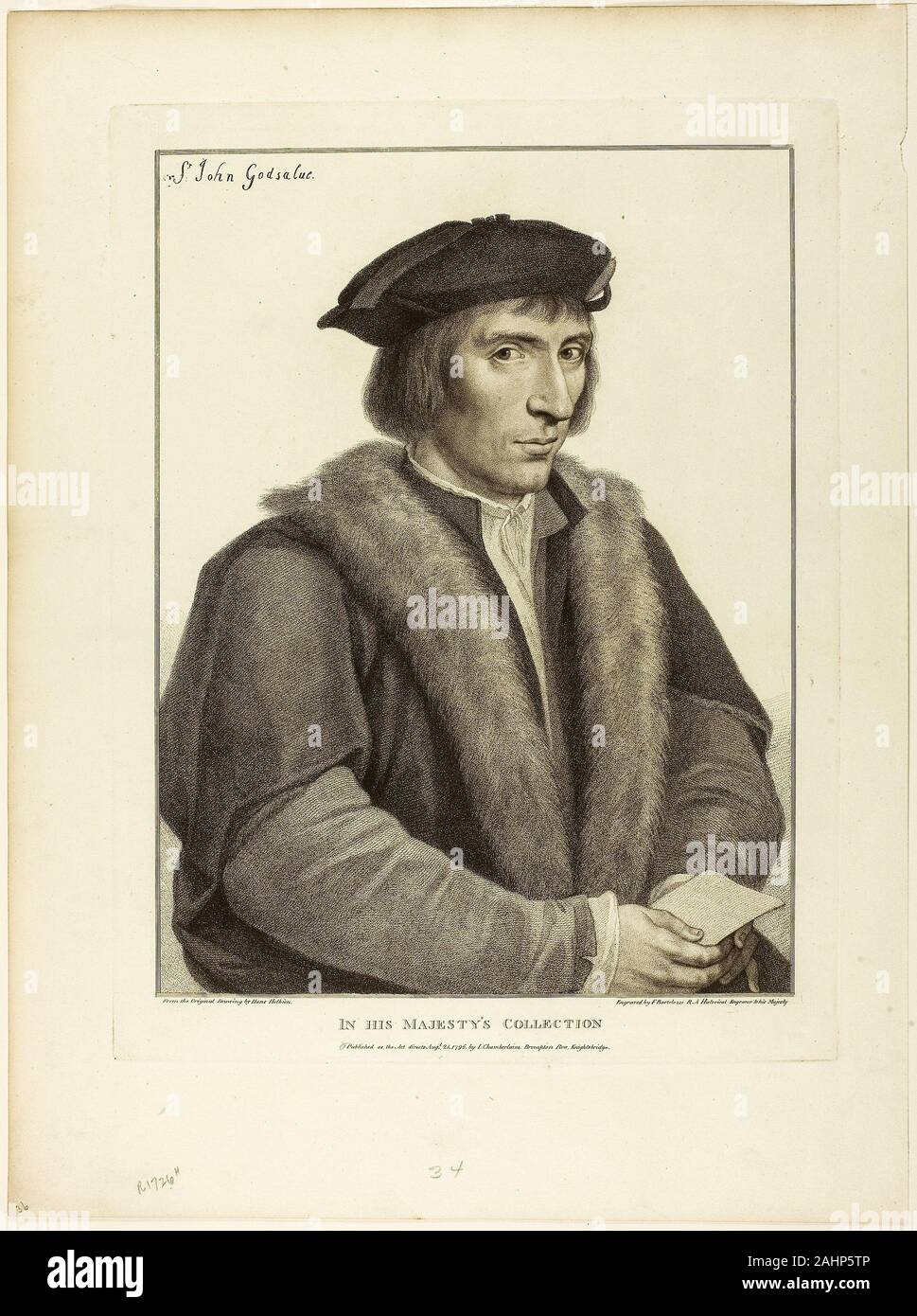 Francesco Bartolozzi. Sir John Godsalve. 1796. L'Italia. Imbianchino della incisione su avorio carta intessuta Foto Stock