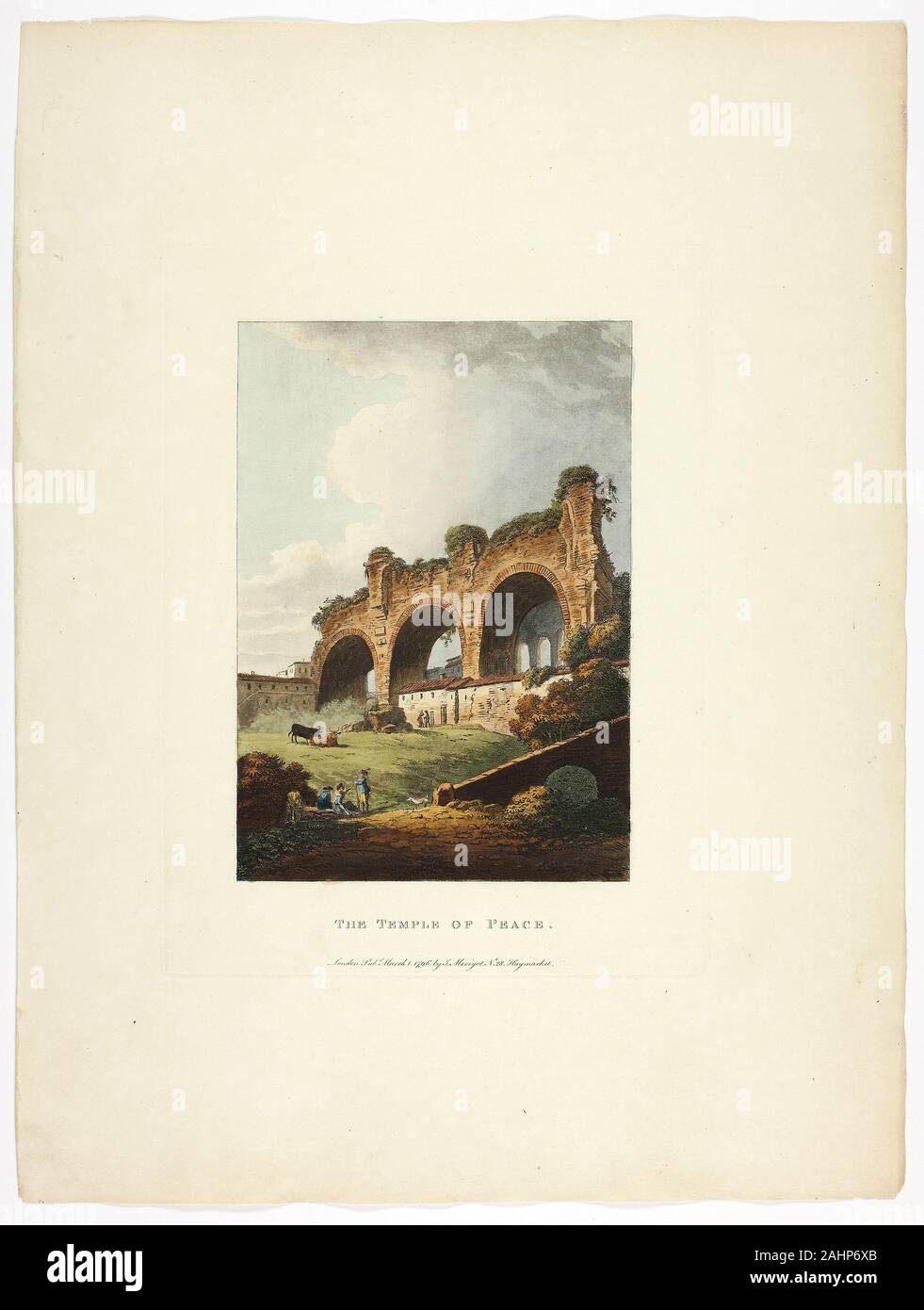 M. Dubourg. Il Tempio della Pace, piastra di nove dalle rovine di Roma. 1796. In Inghilterra. Colorate a mano la puntasecca su carta Foto Stock