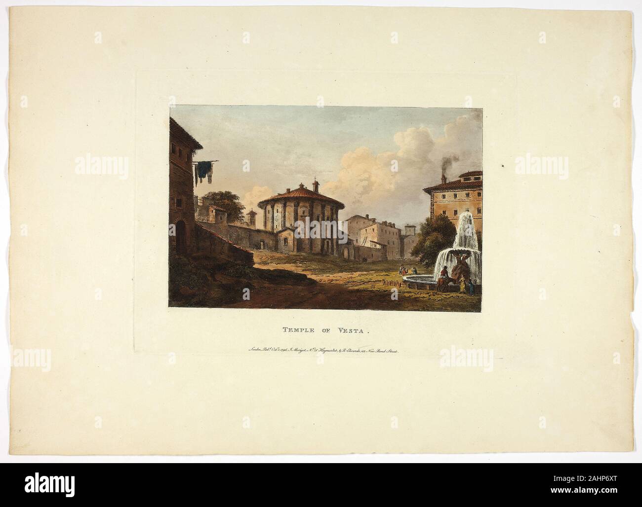 M. Dubourg. Tempio di Vesta, piastra di diciannove anni dalle rovine di Roma. 1796. In Inghilterra. Colorate a mano la puntasecca su carta Foto Stock