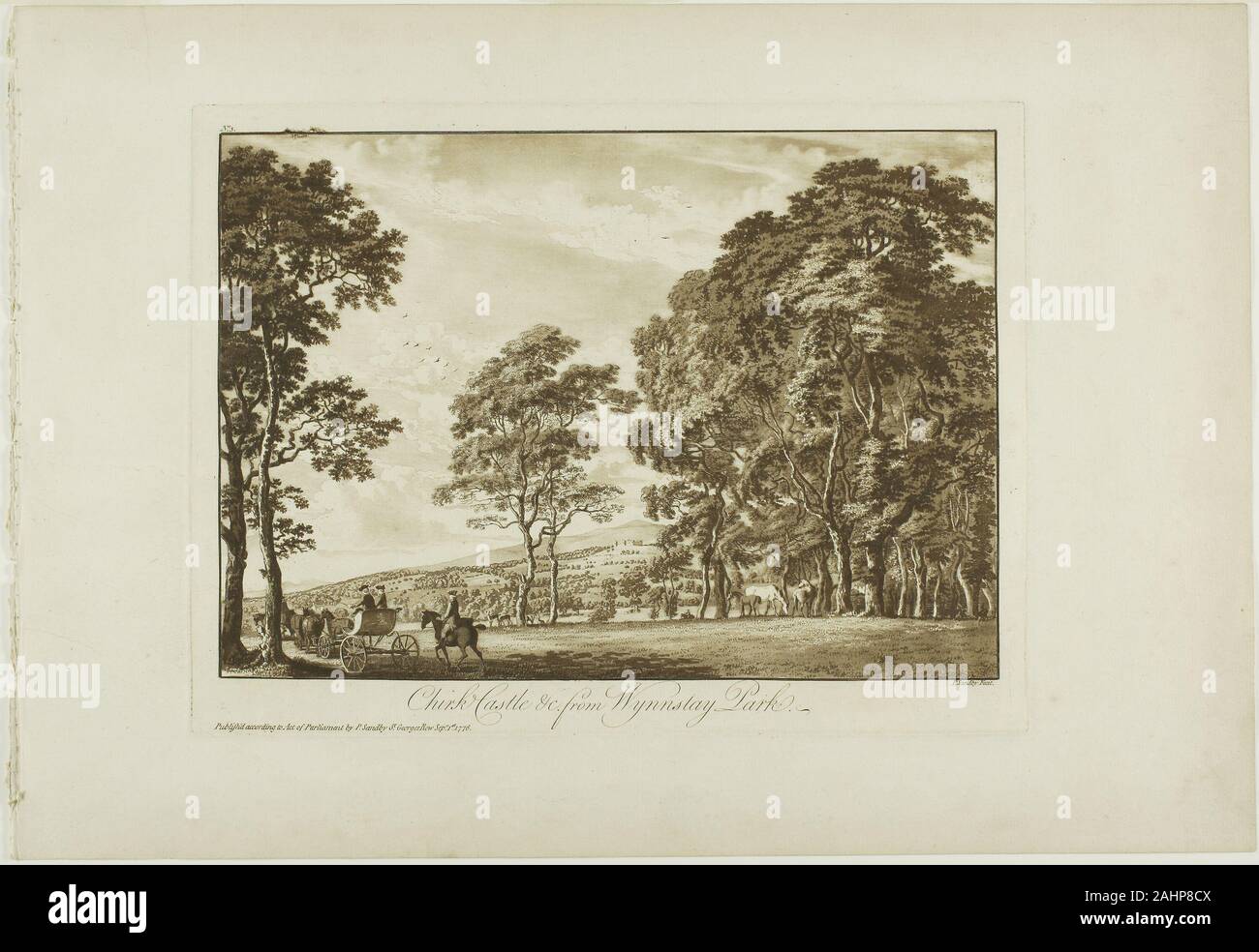 Paul Sandby. Chirk Castle e c. da Wynnstay Park. 1776. In Inghilterra. Incisione e acquatinta in sanguine su avorio di cui la carta Foto Stock