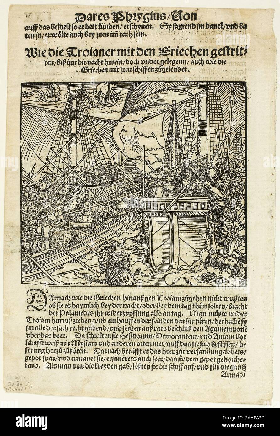 Hans Weiditz, II. Illustrazione da von dem Krieg Troianischen, piastra 24 da xilografie da libri del XVI secolo. 1536. Germania. Silografia su carta Foto Stock
