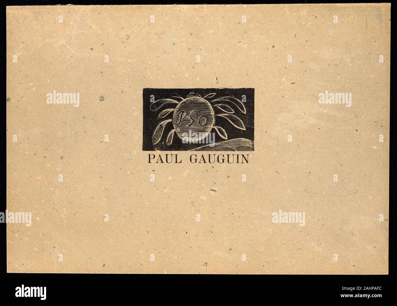 Pola Gauguin. Coperchio per Paul Gauguin 10 Traesnit (Pola Gauguin Portfolio). 1921. La Danimarca. Monogramma di Gauguin e il nome dell'artista in lettere latine on heavy blu-verde carta intessuta Foto Stock