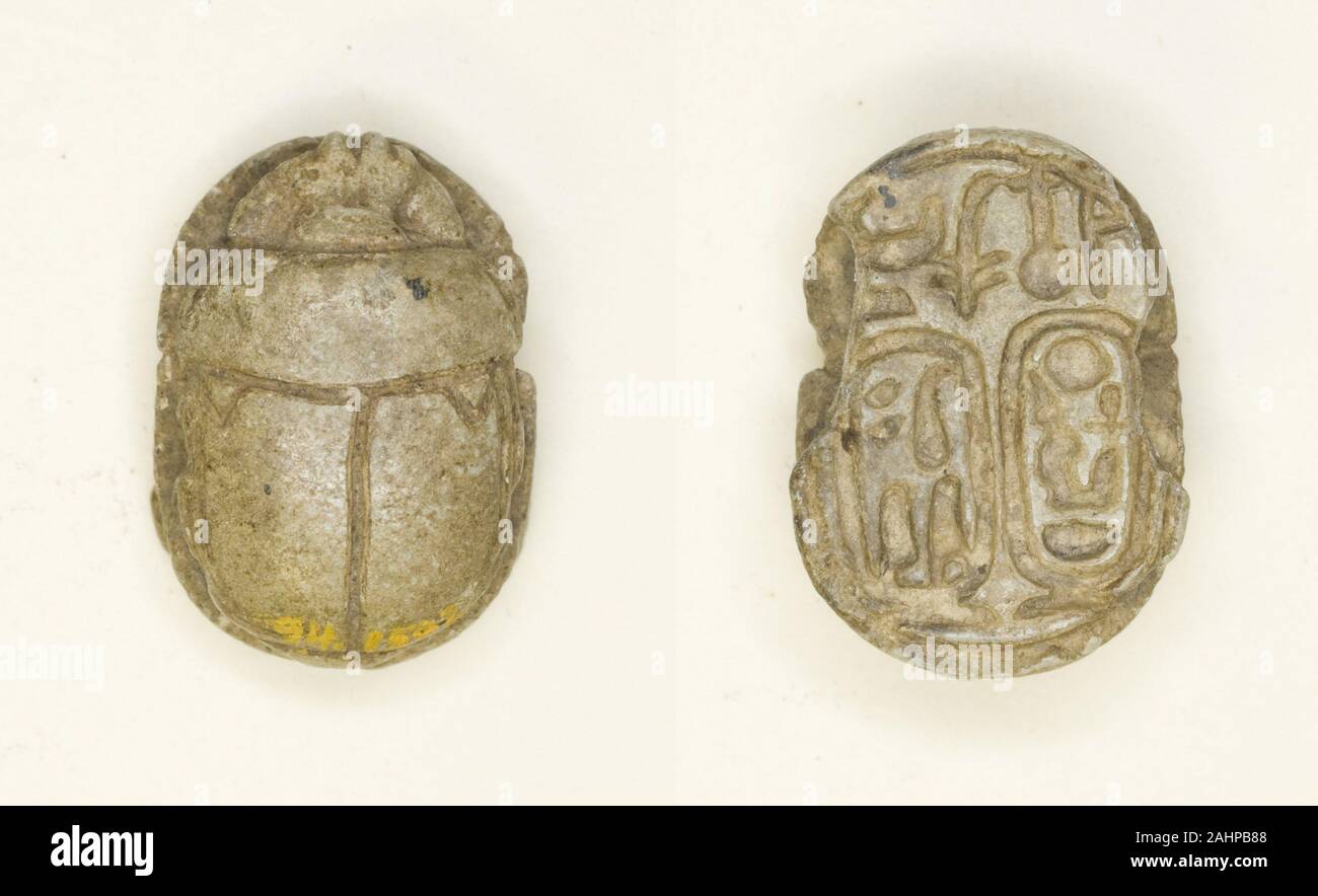Antica egiziana. Scarabeo (Nebmaatra Amenhotep III) e Regina Tiye. 1390 BC-1352 BC. L'Egitto. In steatite Foto Stock