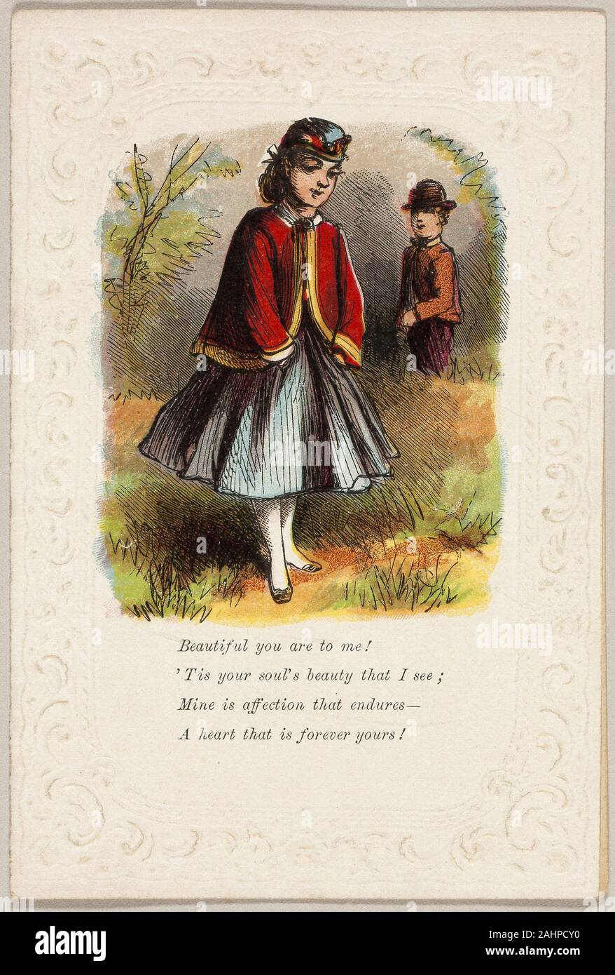 Sei bello per me (Valentino). 1860-1869. Stati Uniti. Litografia con mano-colorazione avorio goffrato carta intessuta Foto Stock