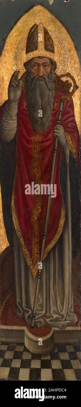 Scuola veneziana. Santo Vescovo da un Agostiniano pala d altare. 1450-1475. Venezia. Tempera e olio su pannello Foto Stock