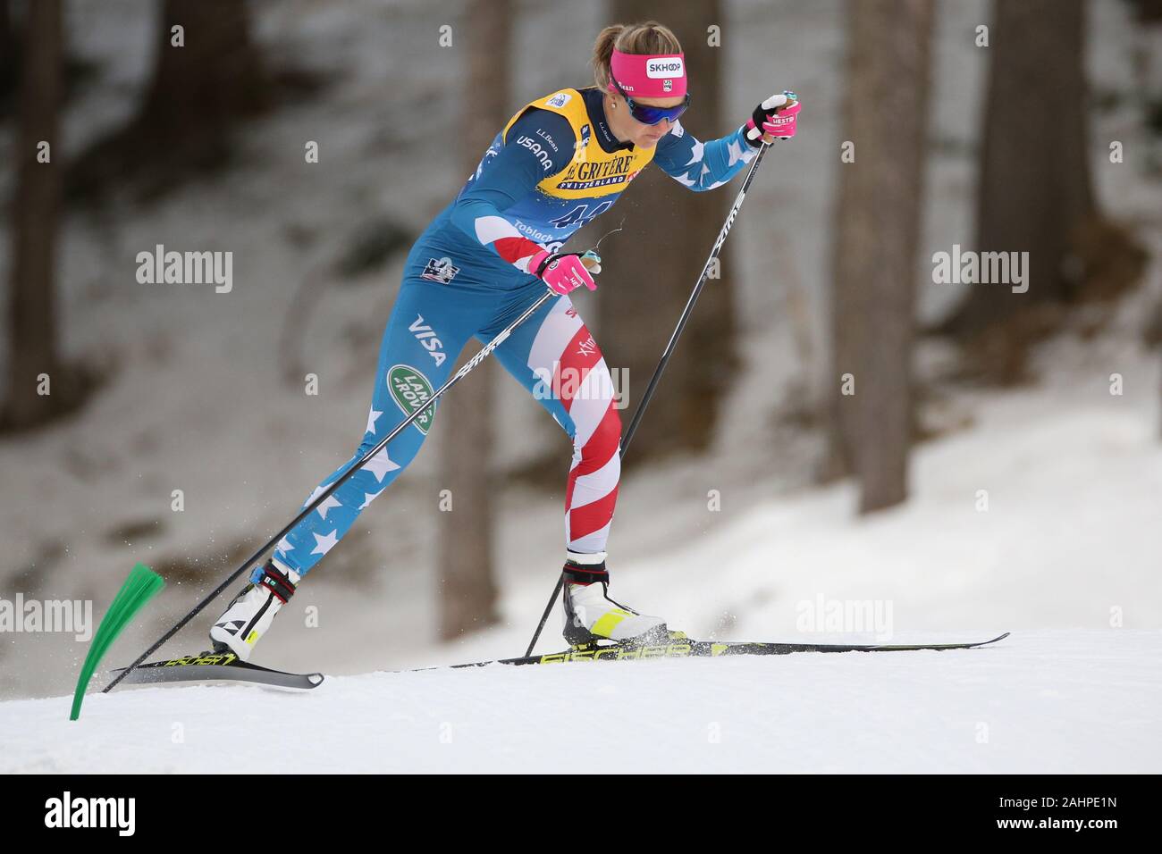 Sadie Bjornsen (USA) durante le donne 15 km di inizio intervallo libero della FIS Tour de Ski - Cross Country Ski World Cup 2019-20 su dicembre 31, 2019 di Dobbiaco Dobbiaco, Italia. Foto: Pierre Teyssot/Espa-Images Foto Stock