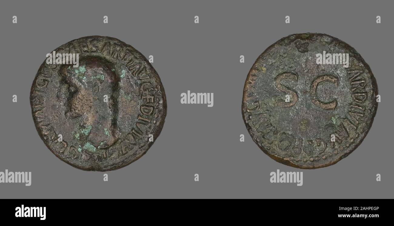 Antico romano. Come (moneta) raffigurante Germanico. 39 AD-41 annuncio. Impero Romano. Bronzo Foto Stock