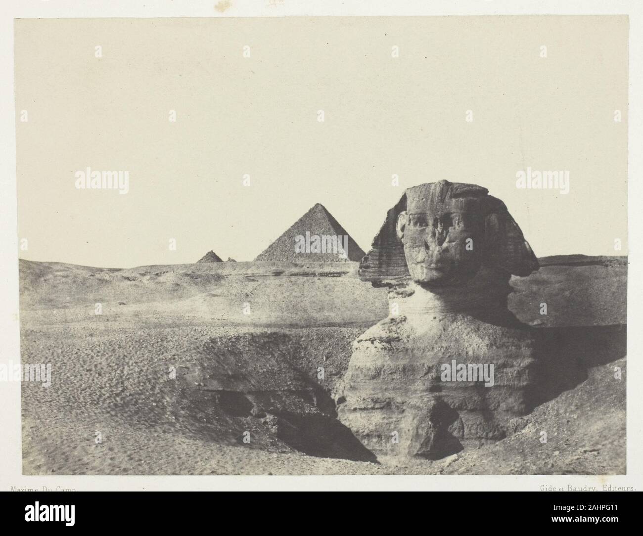 Maxime Du Camp. Le Sphynx vu de Face, Egypte Moyenne. 1849-1851. La Francia. Carta salata stampa, piastra 11 dall'album Egypte, Nubie, Palestina et Siria (1852) Foto Stock