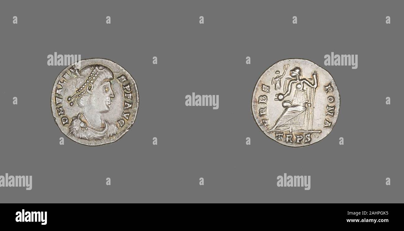 Antico romano. Siliqua (moneta) raffigurante l'Imperatore Valente. 364 AD-378 annuncio. Trier. Argento Foto Stock