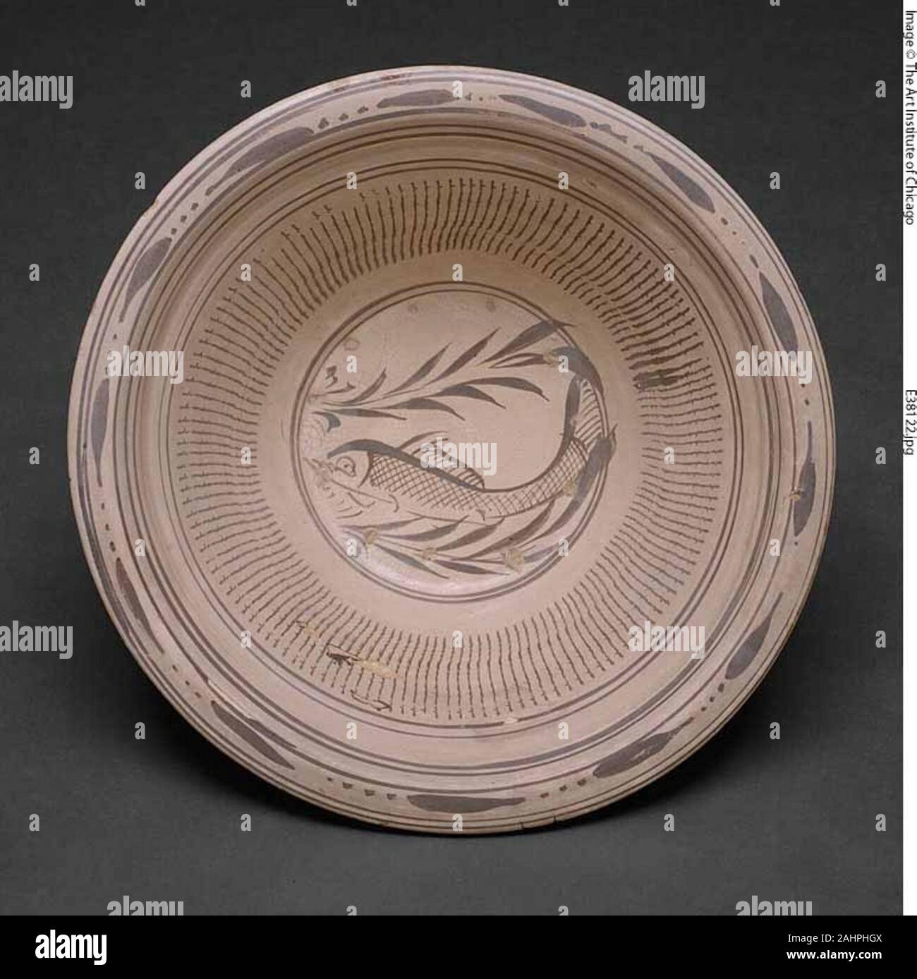 Bacino Grande con carpe e waterweeds. 1260-1368. Cina. Cizhou ware; porcellanato dipinta in ferro underglaze-slittamento marrone Foto Stock