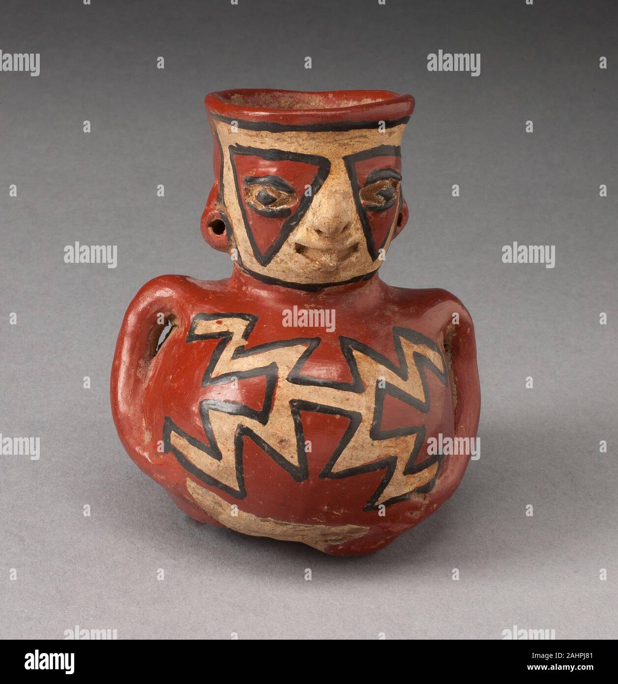 Chupícuaro. Vaso in forma di una figura geometrica con il corpo e il viso della vernice. 500 BC-100 DC. México. Ceramica e pigmento Foto Stock