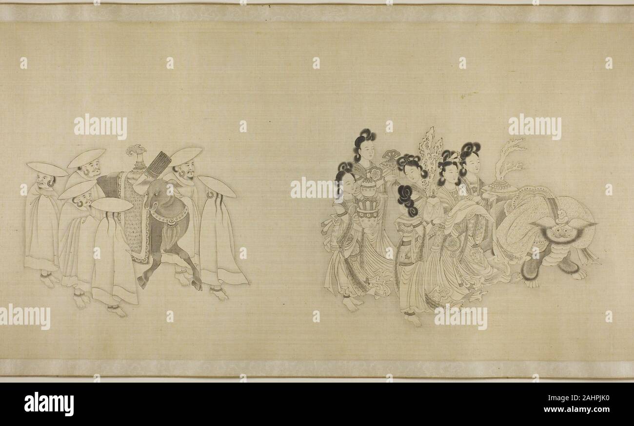 Su Liupeng. Barbaro inviati presentando un tributo. 1821-1861. Cina. Handscroll; inchiostro su seta Foto Stock