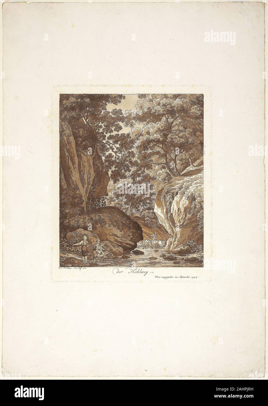 Jacob Wilhelm Mechau. Il burrone. 1794. Germania. Incisione e acquatinta in sanguine su avorio carta intessuta Foto Stock