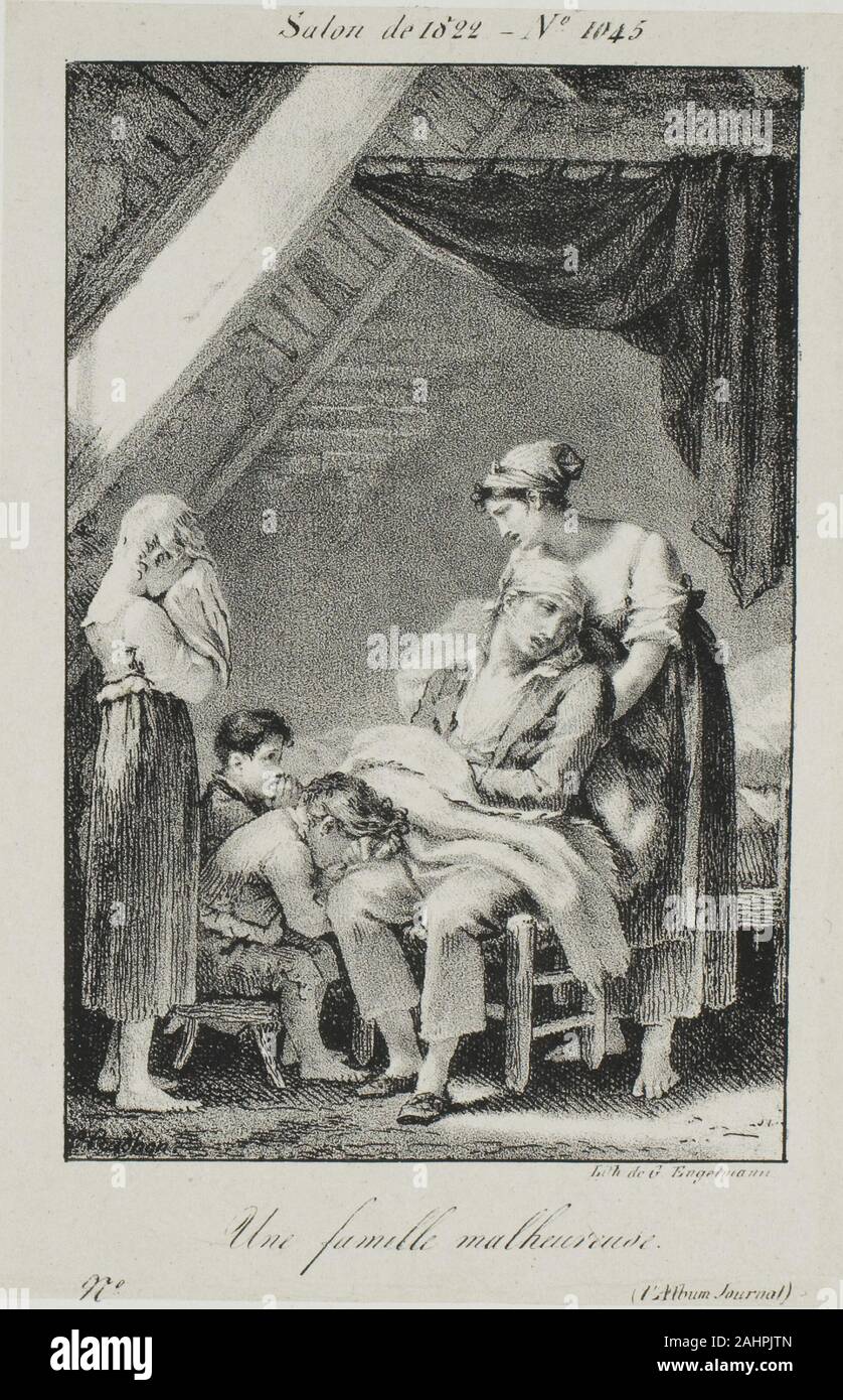 Pierre Paul Prud'hon. Un miserabile famiglia. 1822. La Francia. Litografia sul crema lombata, stabilite su avorio carta intessuta (chine collé) Foto Stock