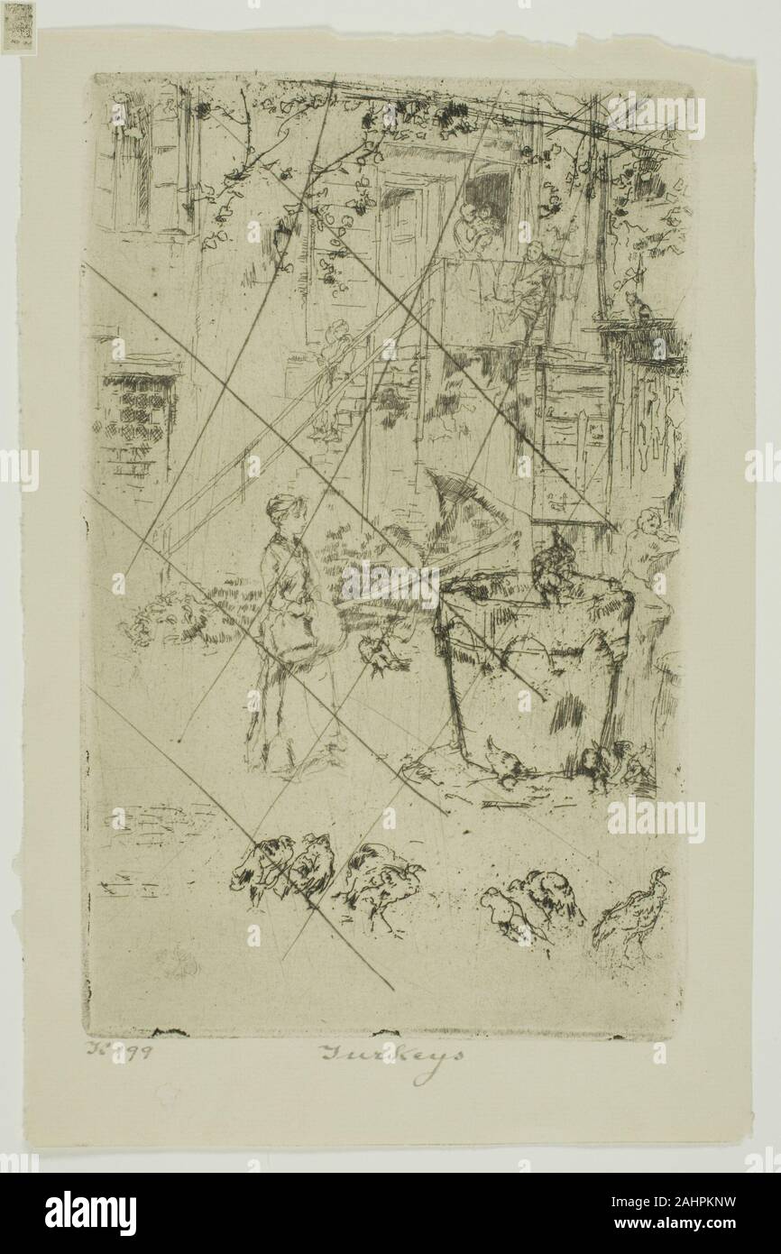 James McNeill Whistler. I tacchini. 1880. Stati Uniti. Incisione e puntasecca con fallo mordere, con puntasecca cancellazione, in inchiostro nero su avorio di cui la carta Foto Stock James McNeill Whistler. I tacchini. 1880. Stati Uniti. Incisione e puntasecca con fallo mordere, con puntasecca cancellazione, in inchiostro nero su avorio di cui la carta Foto Stock