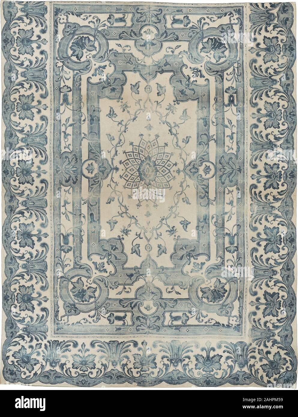 Stile di Daniel Marot, il sambuco (designer). Pannello. 1675-1725. India. Cotone, ad armatura a tela; resistere stampato e verniciato Foto Stock