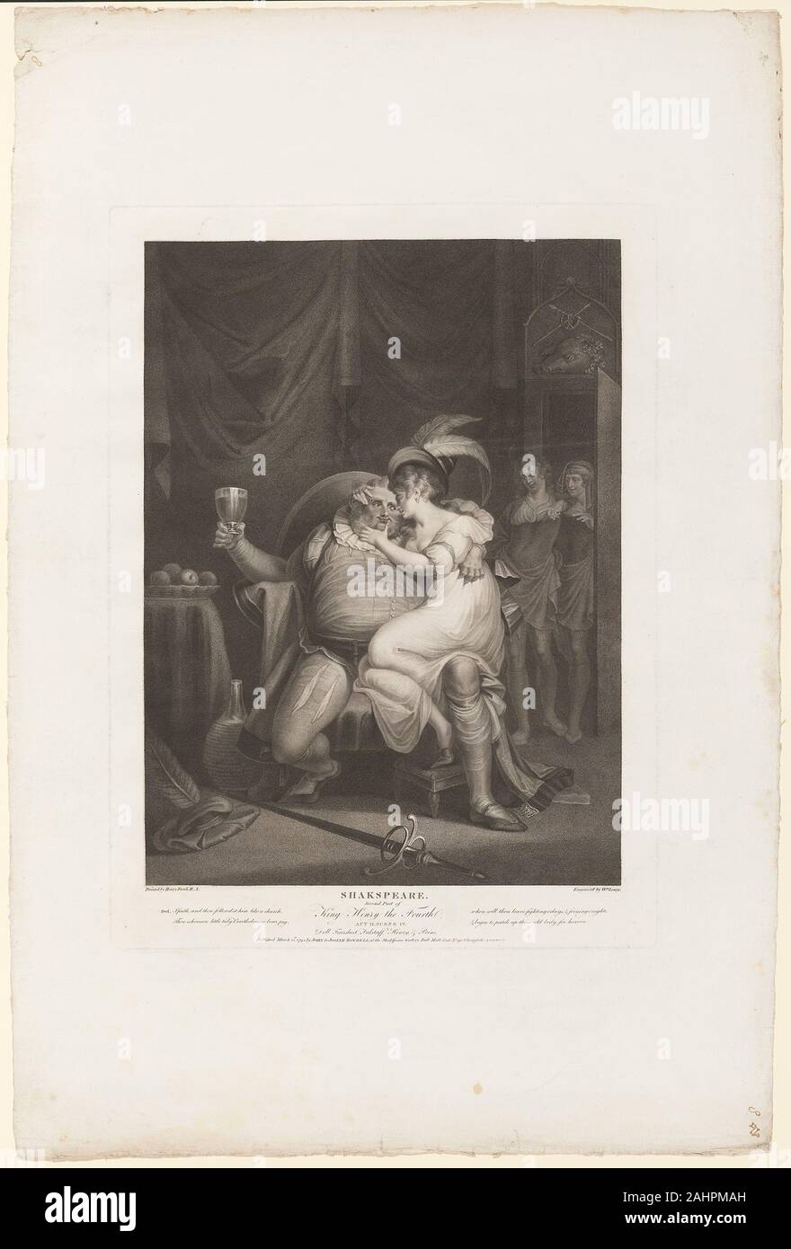 William Satchwell Leney. Il principe Hal e Poins sorpresa Falstaff con bambola documentazione. 1795. In Inghilterra. Incisione su avorio carta intessuta Foto Stock