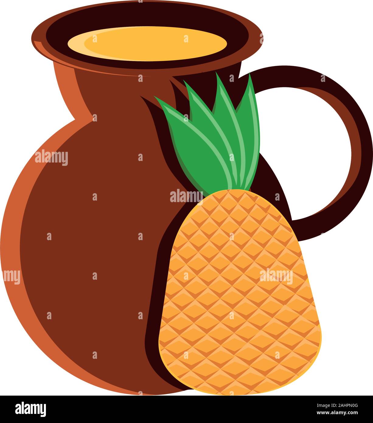 Vetro con ananas e paglia bere illustrazione vettoriale design Illustrazione Vettoriale