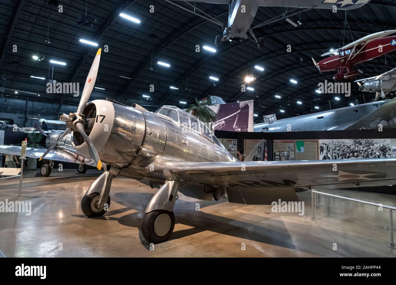 Seversky P-35 WWII fighter aircraft presso il Museo Nazionale della United States Air Force (ex United States Air Force Museum), Dayton, Ohio, Stati Uniti d'America Foto Stock