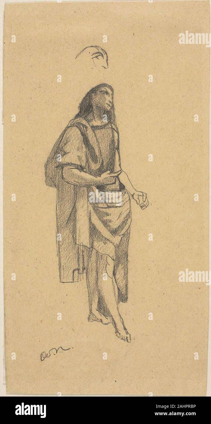 Odilon Redon. San Giovanni Battista, con schizzo di testa. 1860-1869. L'Italia. Grafite su tan carta intessuta Foto Stock