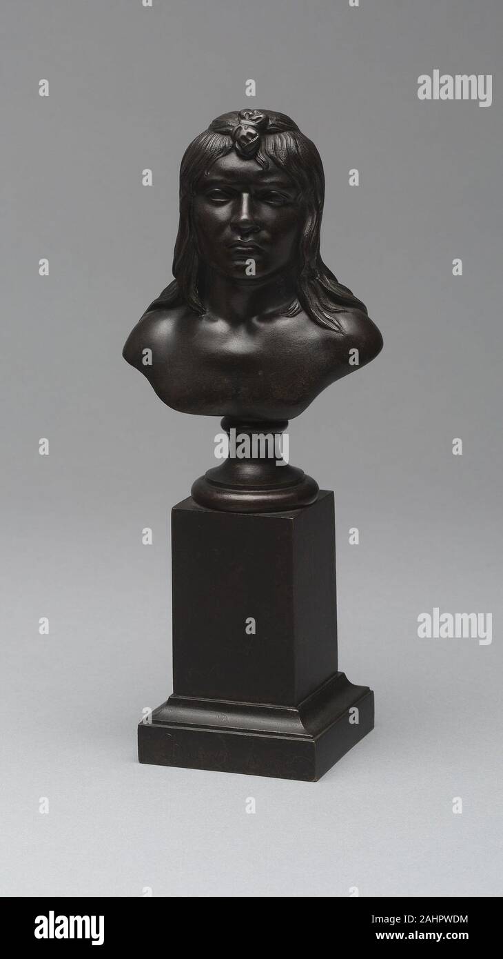 Henry Kirke Brown. Busto di un indiano americano. 1848-1849. Stati Uniti. Bronzo su plinto di bronzo più metà del XIX secolo di artisti invocata romantico, spesso impreciso concezioni dei nativi americani, ancora alcuni, tra cui Henry Kirke Brown, percorsa west spera di raggiungere una conoscenza di prima mano di loro sudditi. In settembre e ottobre 1848, marrone partirono per Michigan-quindi la frontiera americana-per creare modelli di Chippewa e Ottawa indiani in preparazione per una scultura commissionata dalla American Art Unione. Il risultante miniatura busto rivela l'artista una particolare attenzione per i dettagli o Foto Stock