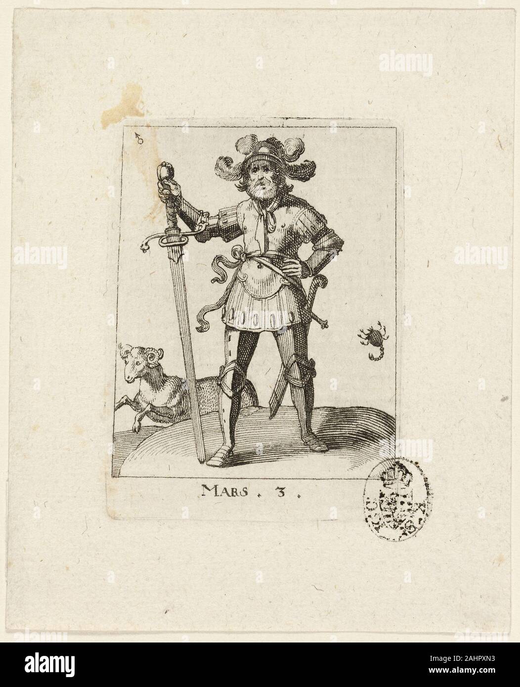 Conrad Meyer. Mars, piastra 3 da Der VII Planeten. 1643-1689. La Svizzera. Attacco in nero su avorio di cui la carta Foto Stock