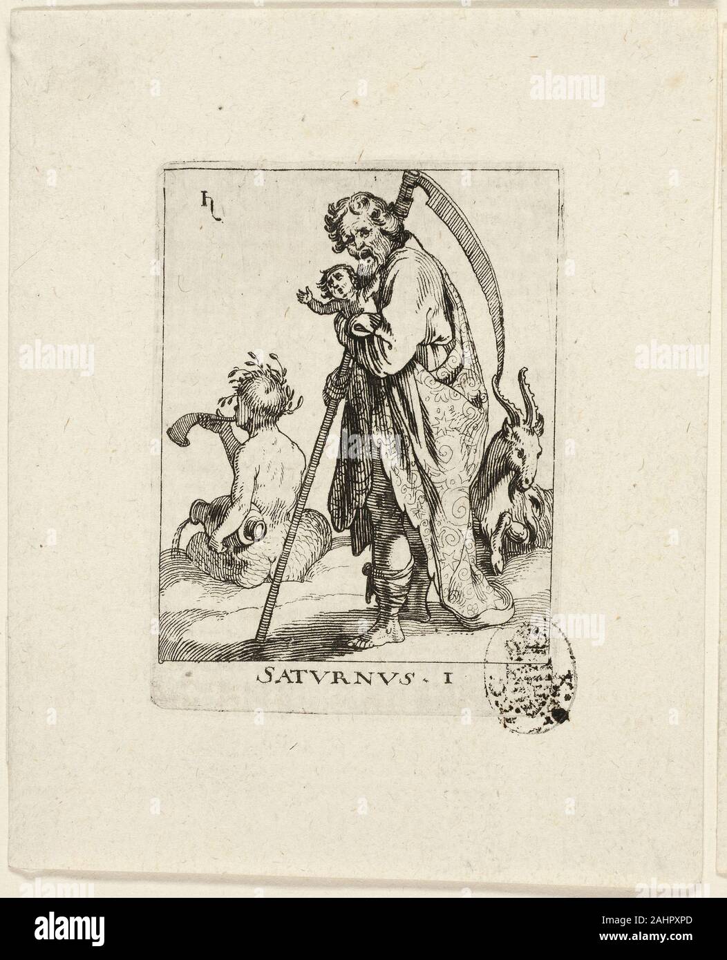 Conrad Meyer. Saturnus, piastra uno da Der VII Planeten. 1638-1689. La Svizzera. Attacco in nero su avorio di cui la carta Foto Stock