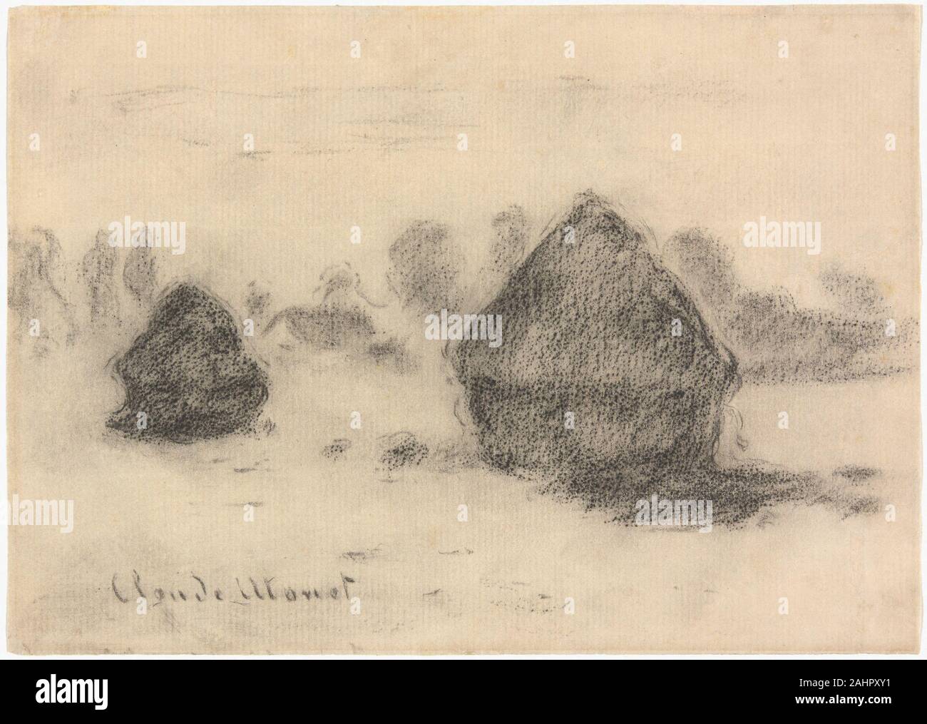 Claude Monet Pile Di Frumento 1891 La Francia Gesso Nero Con Frottage E Sconcertante La Crema