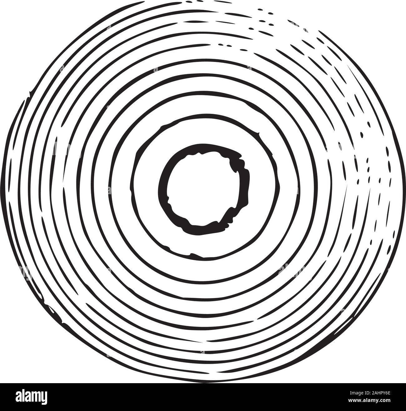 Tronco di albero con anelli. Struttura annuale degli anelli di crescita. illustrazione vettoriale isolati su sfondo bianco. Illustrazione Vettoriale