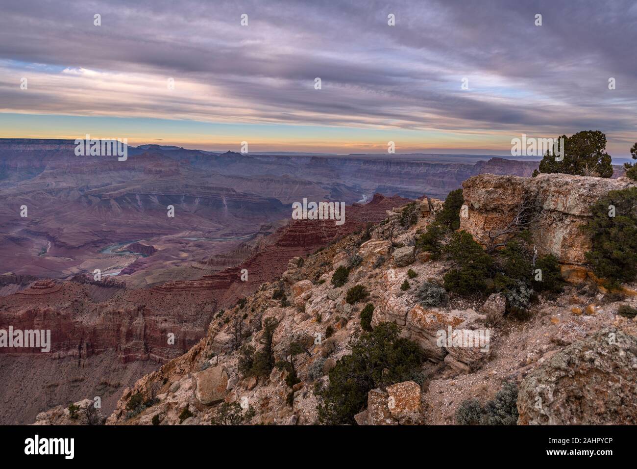 Una vista panoramica delle zone montane del Grand Canyon come visto da Lipan Point. Foto Stock