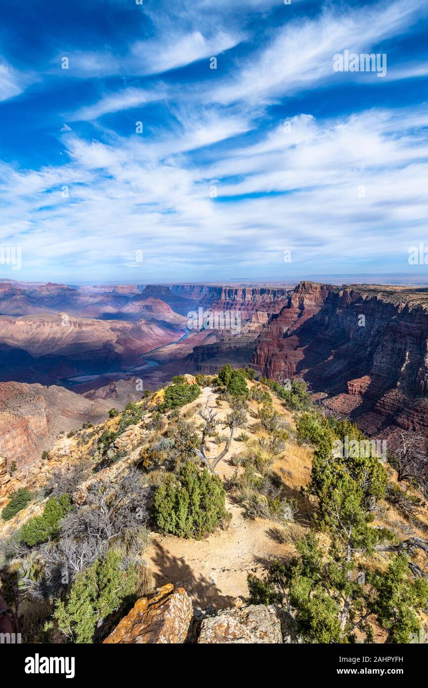 Una vista panoramica delle zone montane del Grand Canyon come visto da Lipan Point. Foto Stock
