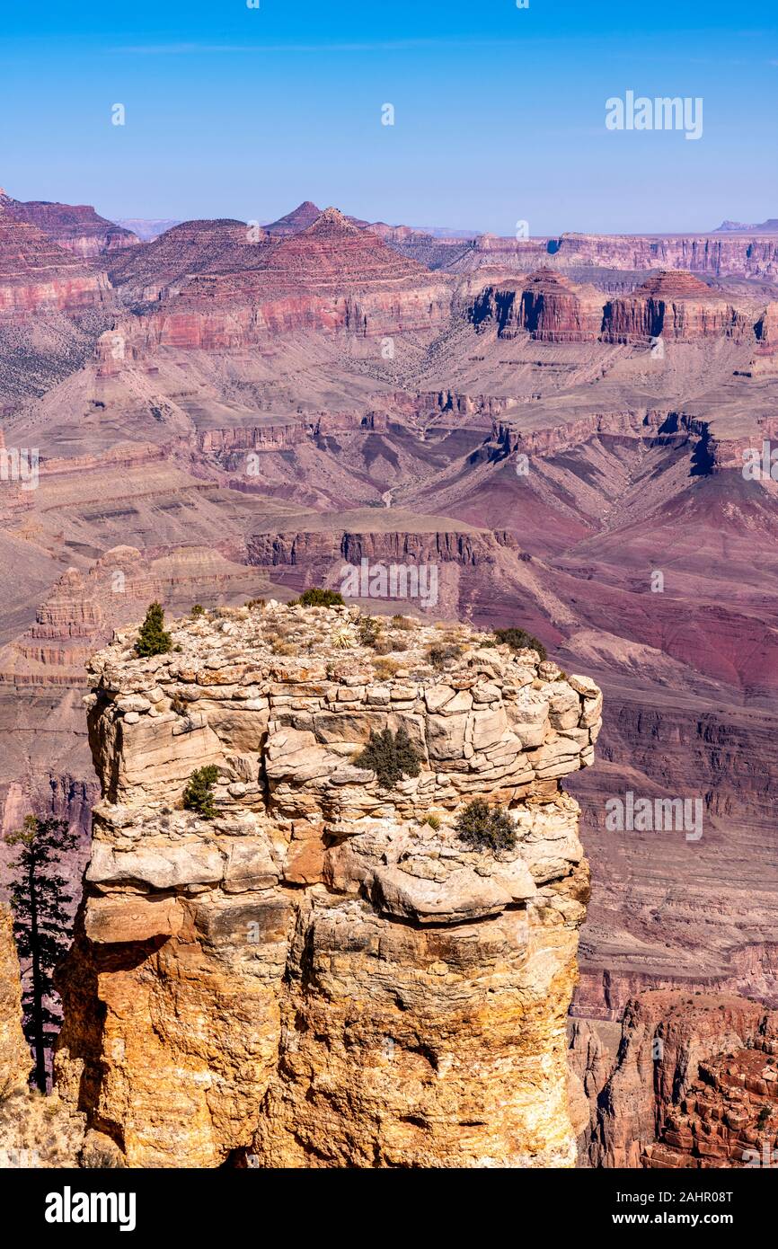 Una drammatica vista panoramica delle zone montane del Grand Canyon come visto dal punto di Moran del. Foto Stock
