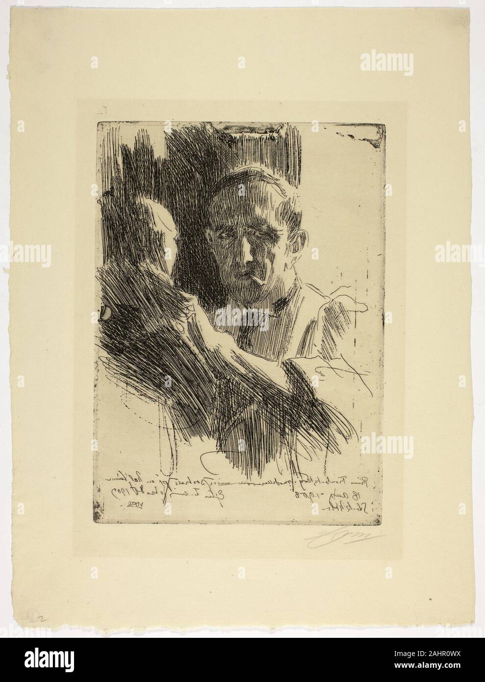 Anders Zorn. Il principe Paolo Troubetzkoy II (busto). 1909. La Svezia. Attacco in nero su avorio di cui la carta Foto Stock