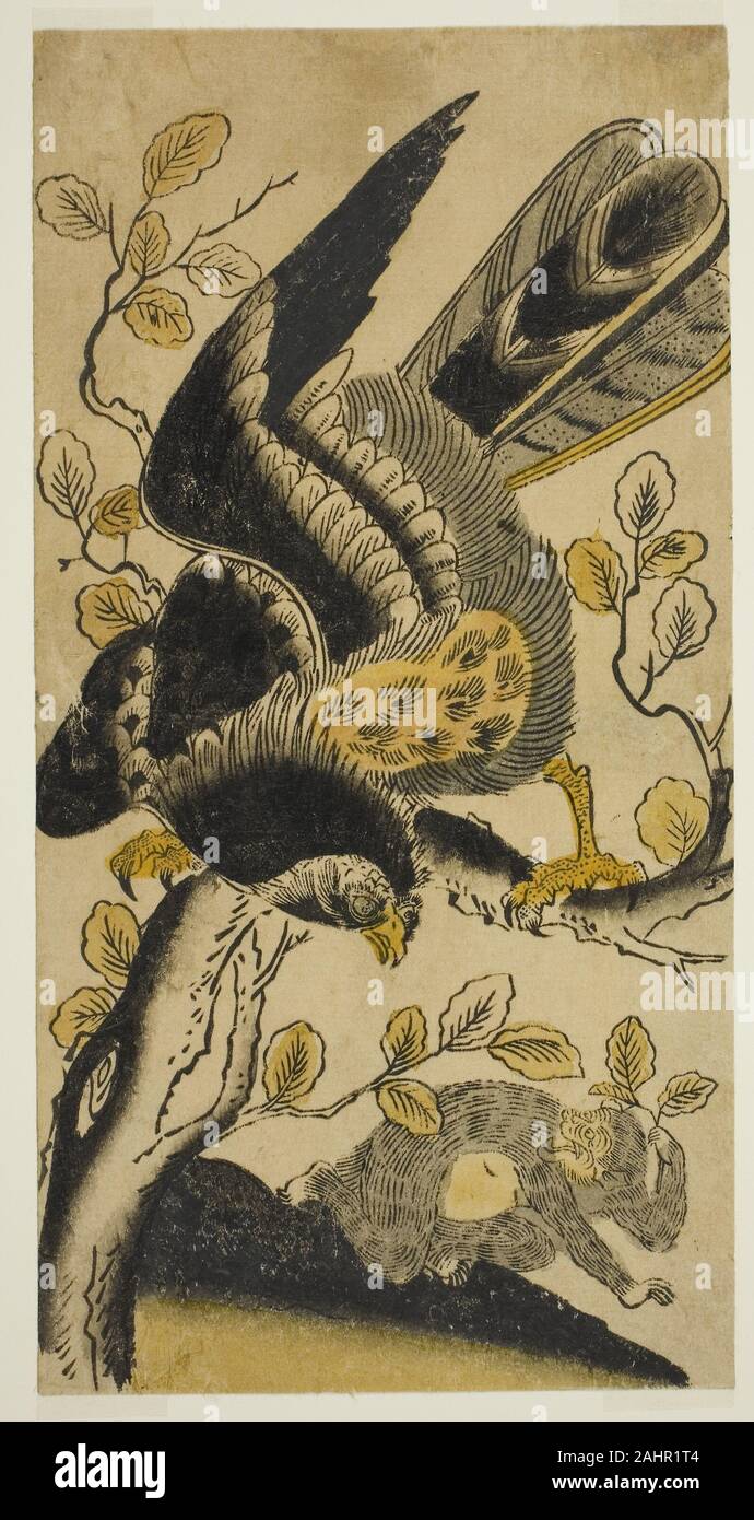 Nishimura Shigenaga. Eagle e scimmia. 1720-1730. Il Giappone. Colorate a mano woodblock stampa; hosoban, urushi-e Foto Stock Nishimura Shigenaga. Eagle e scimmia. 1720-1730. Il Giappone. Colorate a mano woodblock stampa; hosoban, urushi-e Foto Stock