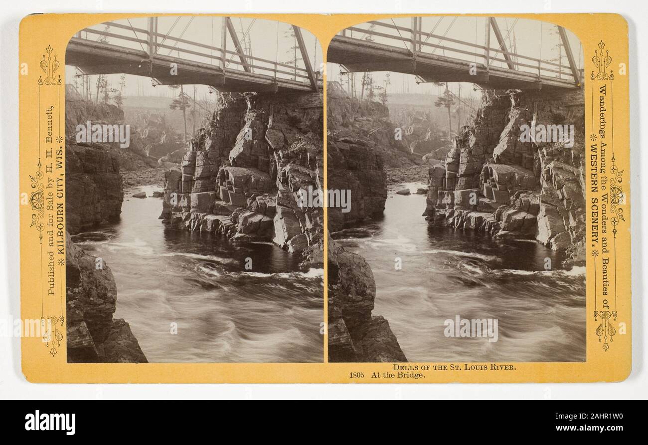 Henry Hamilton Bennett. In corrispondenza del ponte. 1889. Wisconsin. Albume stampa, stereo, No. 1805 dalla serie conche di San Louis River Foto Stock