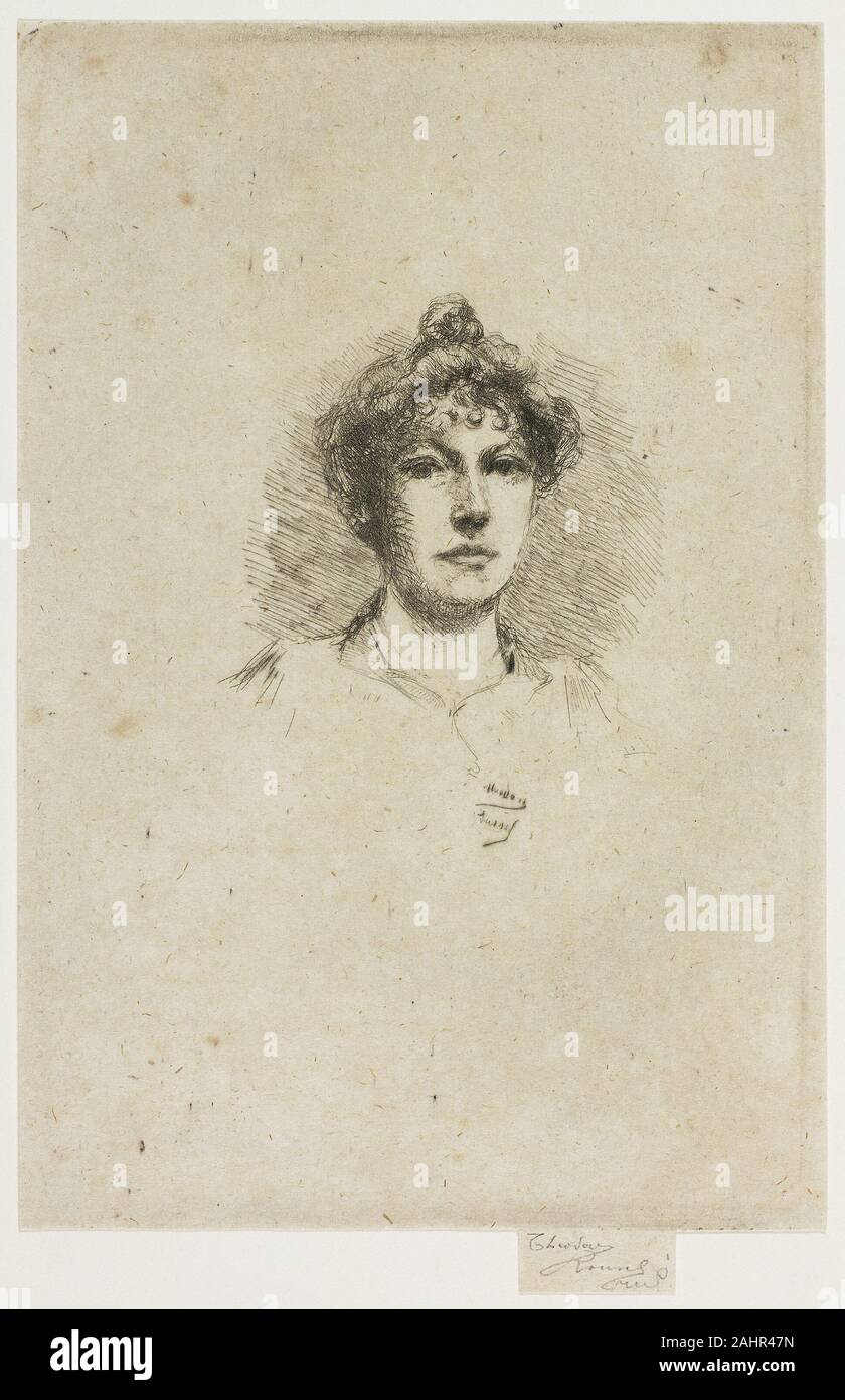 Theodore Roussel. Ritratto di Miss Edith Austin. 1895-1900. In Inghilterra. Incisione e puntasecca in marrone-nero su avorio carta giapponese Foto Stock