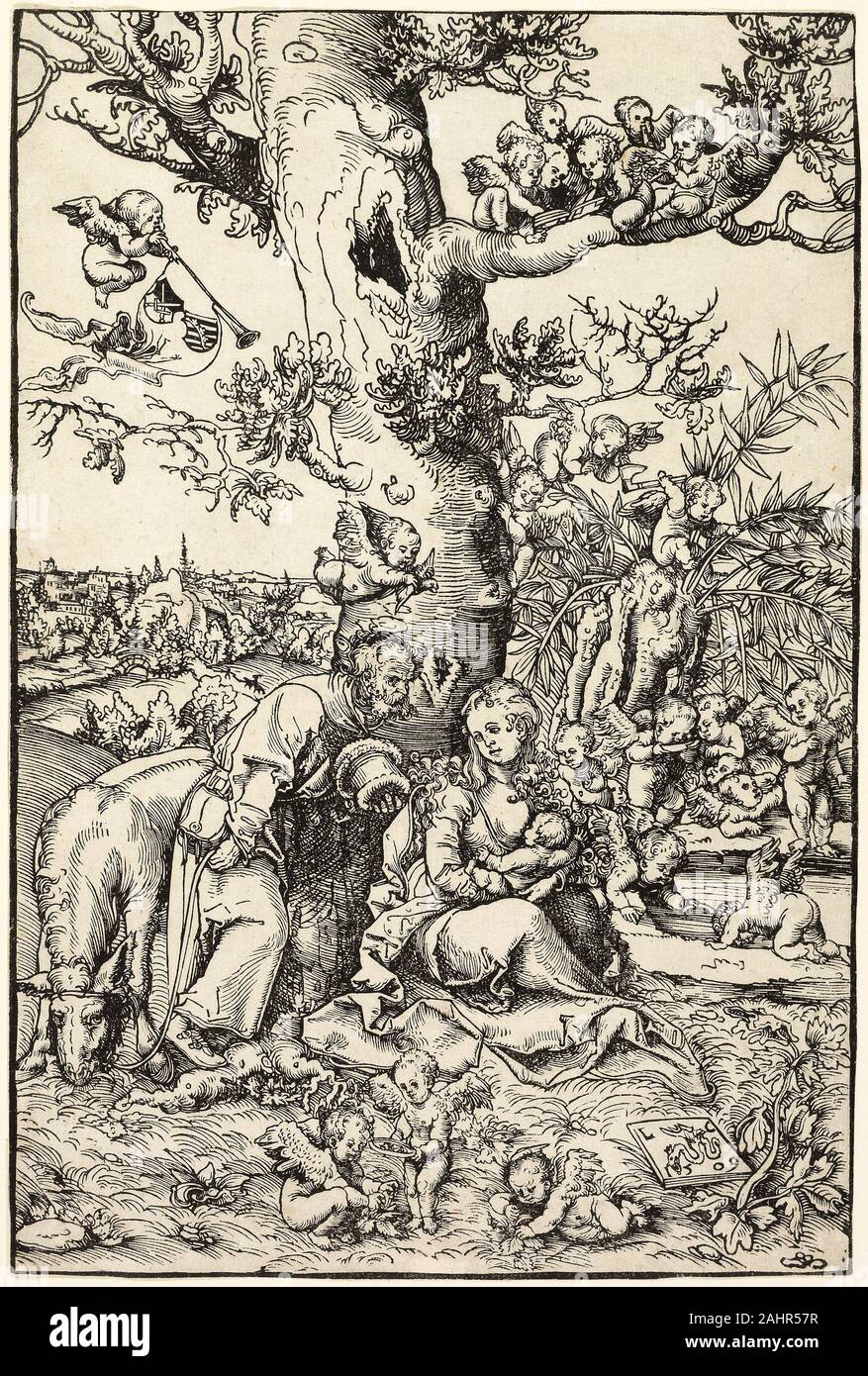 Lucas Cranach il Vecchio. Il resto del volo in Egitto. 1509. Germania. Xilografia in nero su avorio di cui la carta Foto Stock