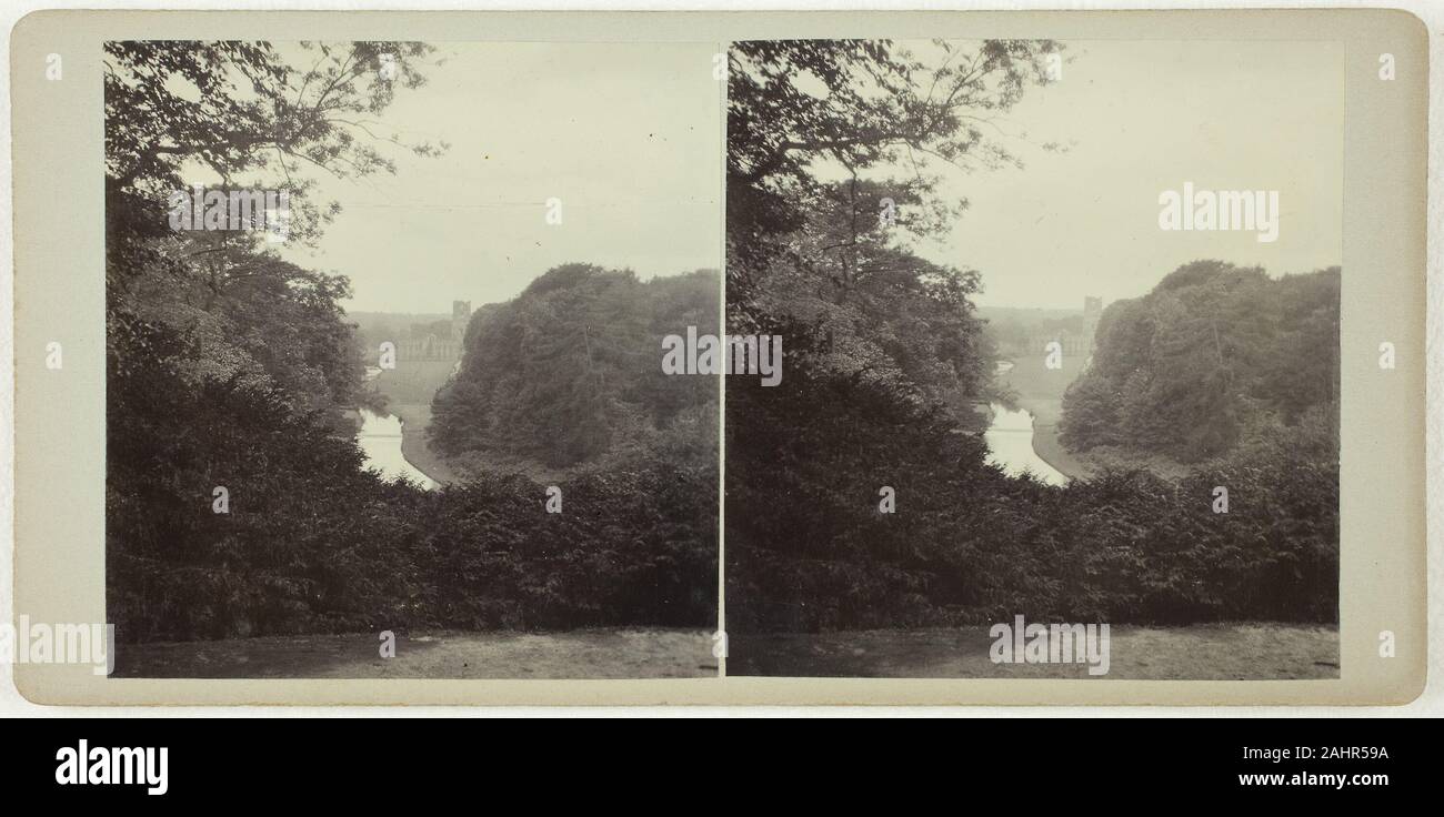 Artista sconosciuto. Untitled (Fountains Abbey sorpresa View). 1860-1869. Fountains Abbey. Albume print, stereo Foto Stock