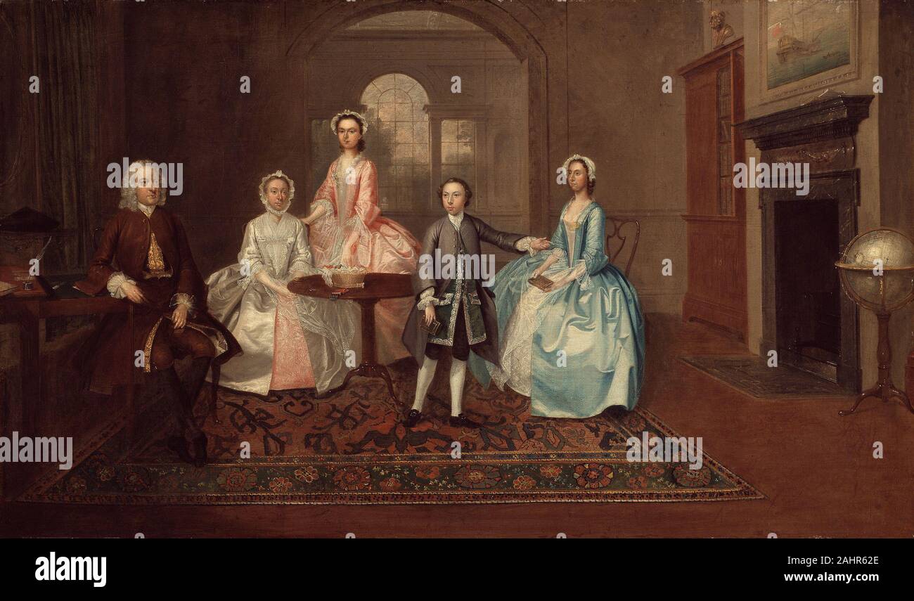 Arthur Devis. John Thomlinson e la sua famiglia. 1745. In Inghilterra. Olio su tela Foto Stock