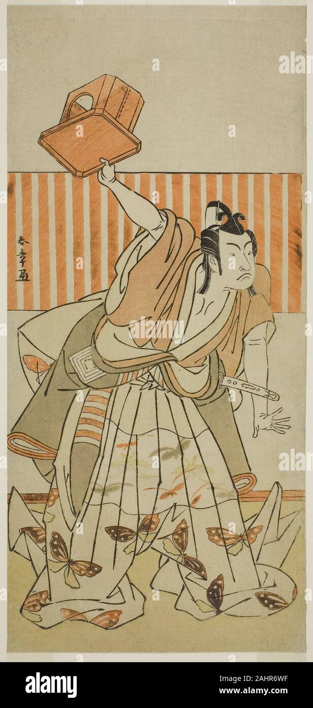 Katsukawa Shunsho. L'attore Ichikawa Monnosuke II come Ageha no Chokichi dissimulata come Soga no Goro Tokimune nel gioco Kaido Ichi Yawaragi Soga, eseguita presso il Teatro Nakamura nel terzo mese del 1778. 1773-1783. Il Giappone. Colore stampa woodblock; hosoban; da una composizione multisheet Foto Stock